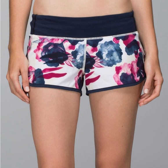 Rare Lululemon Run Speed Shorts 2.5”Inky Floral Ghost Inkwell Bumble Berry Sz 10 - Picture 2 of 8